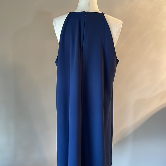 ALFANI navy blue shift dress tank / square neck grommets accents zip back sz 14 - Picture 6 of 10